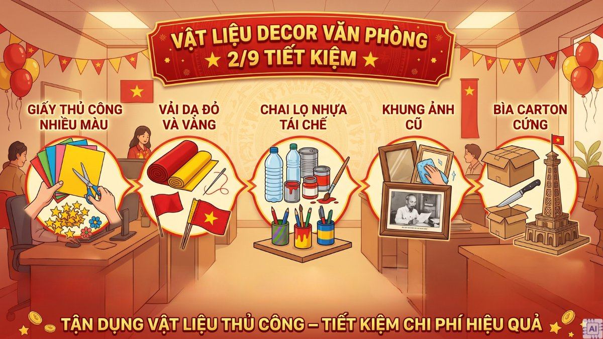 Các vật liệu decor văn phòng 2/9 tiết kiệm