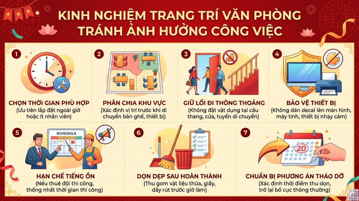 Kinh nghiệm trang trí văn phòng tránh ảnh hưởng công việc