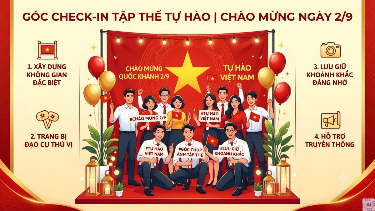 Tạo góc check-in tập thể đầy tự hào