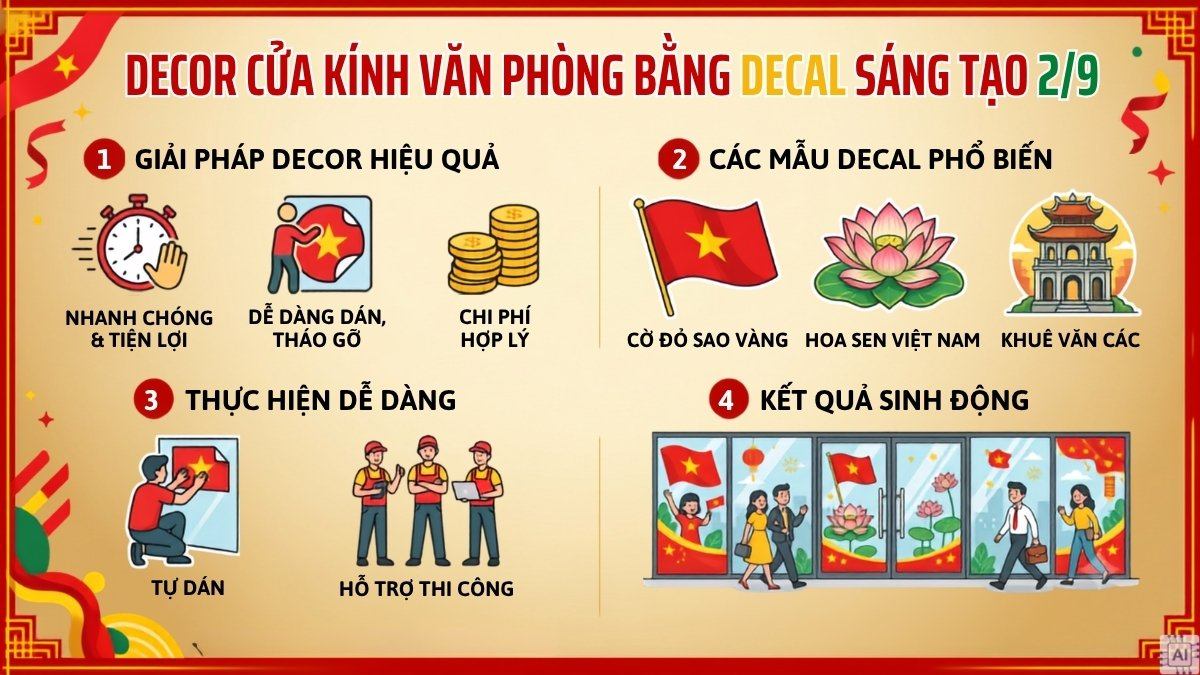 Decor cửa kính văn phòng bằng decal sáng tạo