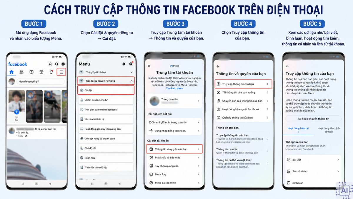 Cách truy cập thông tin Facebook trên điện thoại