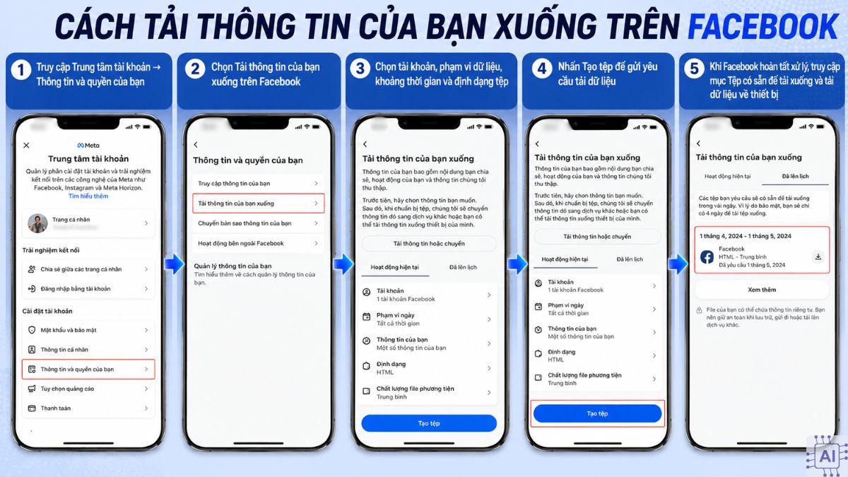 Cách tải thông tin của bạn xuống trên Facebook