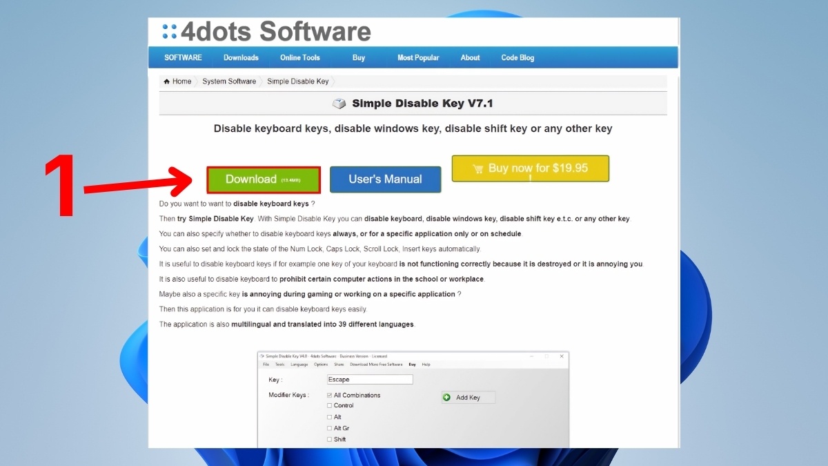 Cách vô hiệu hóa bàn phím laptop Simple Disable Key bước 1