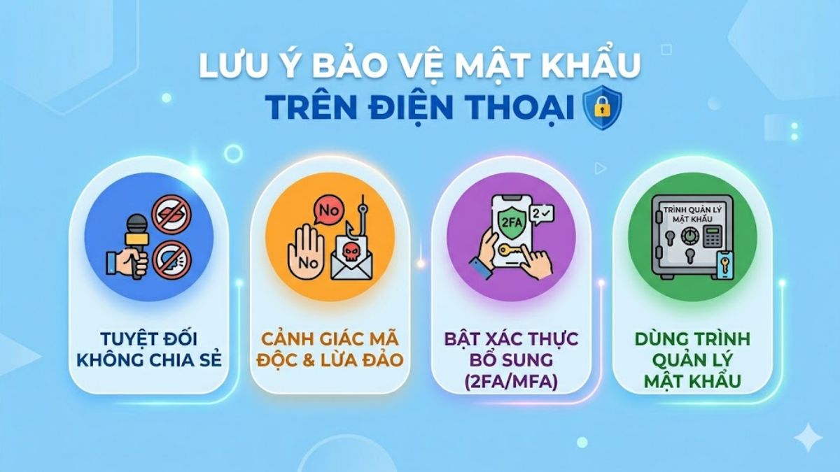 Những lưu ý để bảo vệ mật khẩu trên điện thoại