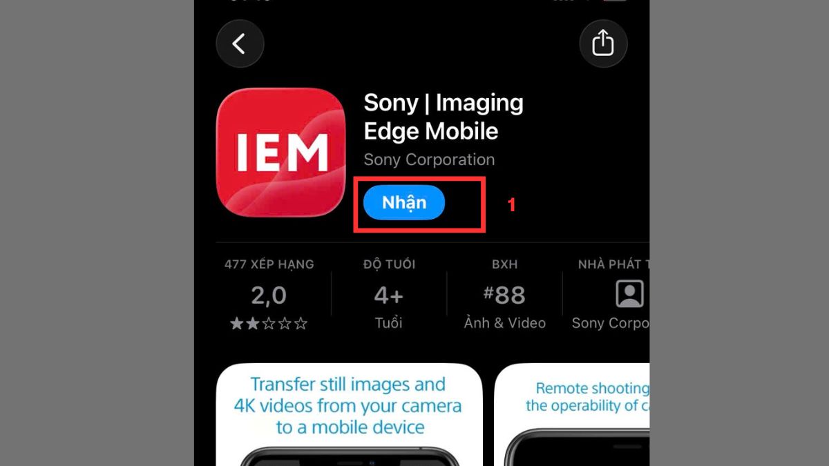Cách xuất ảnh từ máy ảnh Sony bằng Imaging Edge Mobile bước 1