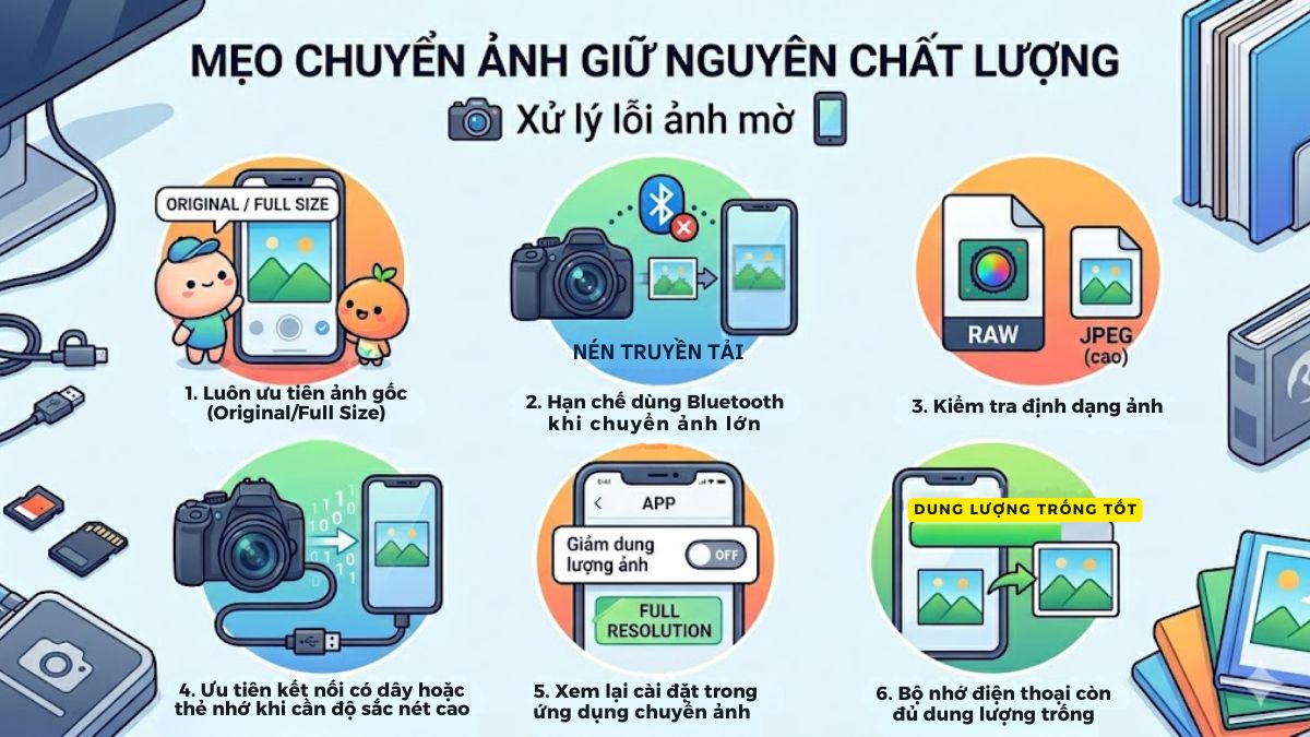 Mẹo chuyển ảnh giữ nguyên chất lượng và xử lý lỗi ảnh mờ
