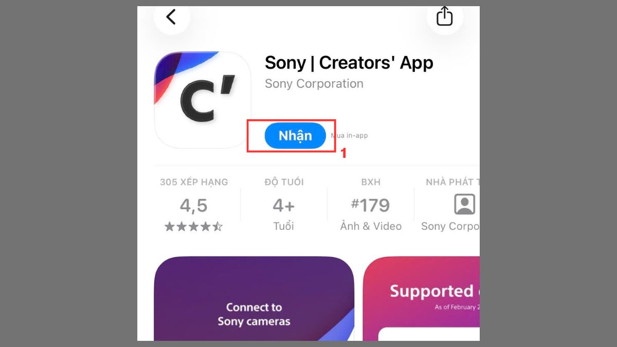 Cách xuất ảnh từ máy ảnh Sony bằng Creators App bước 1