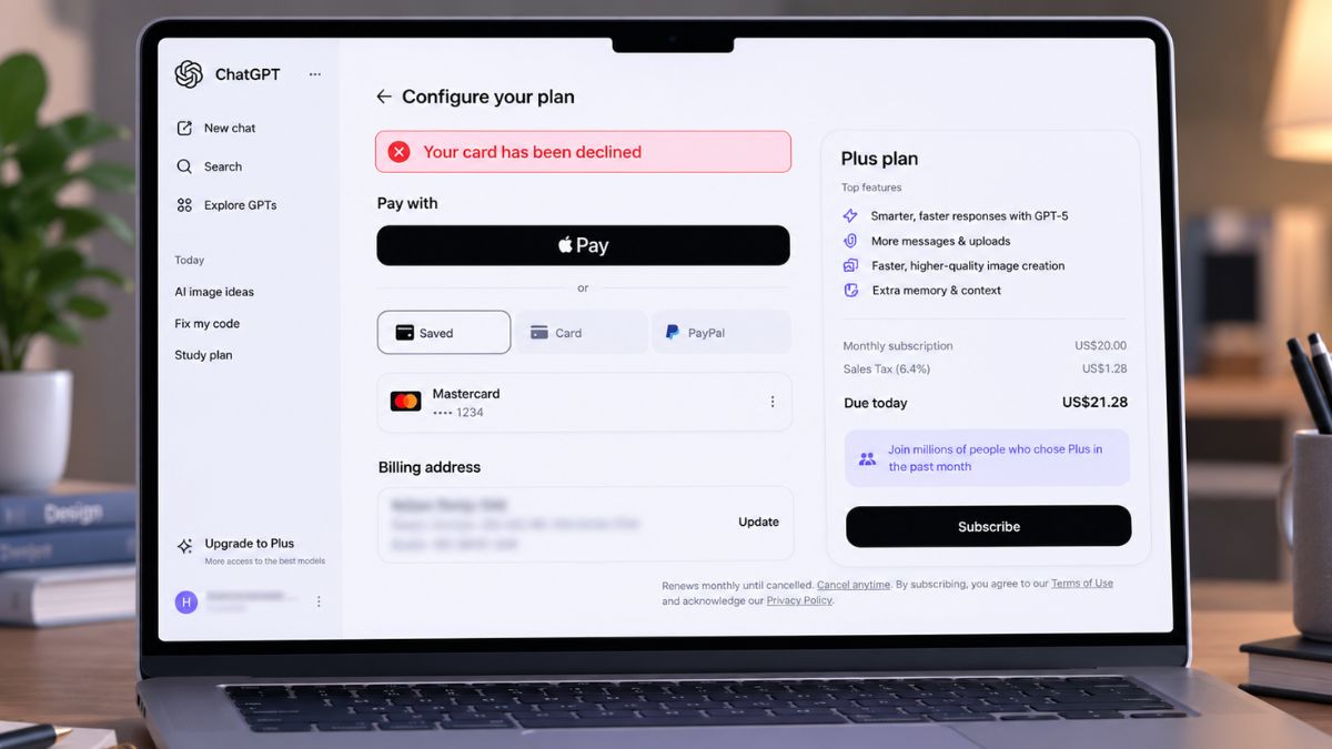 Làm gì khi nhận lỗi "your card has been declined ChatGPT"?
