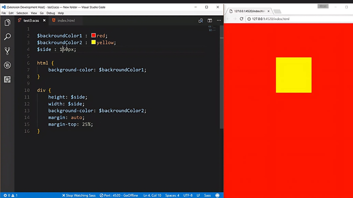 Extension Visual Code - Live Sass Compiler