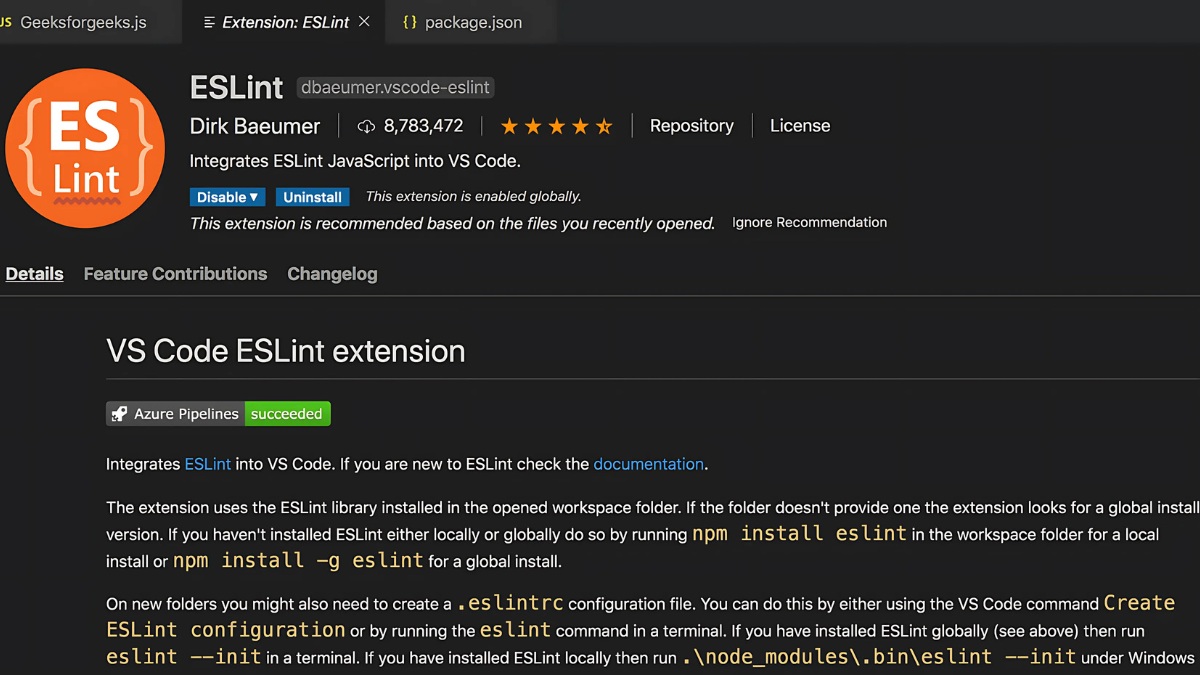 Extension Visual Code - ESLint