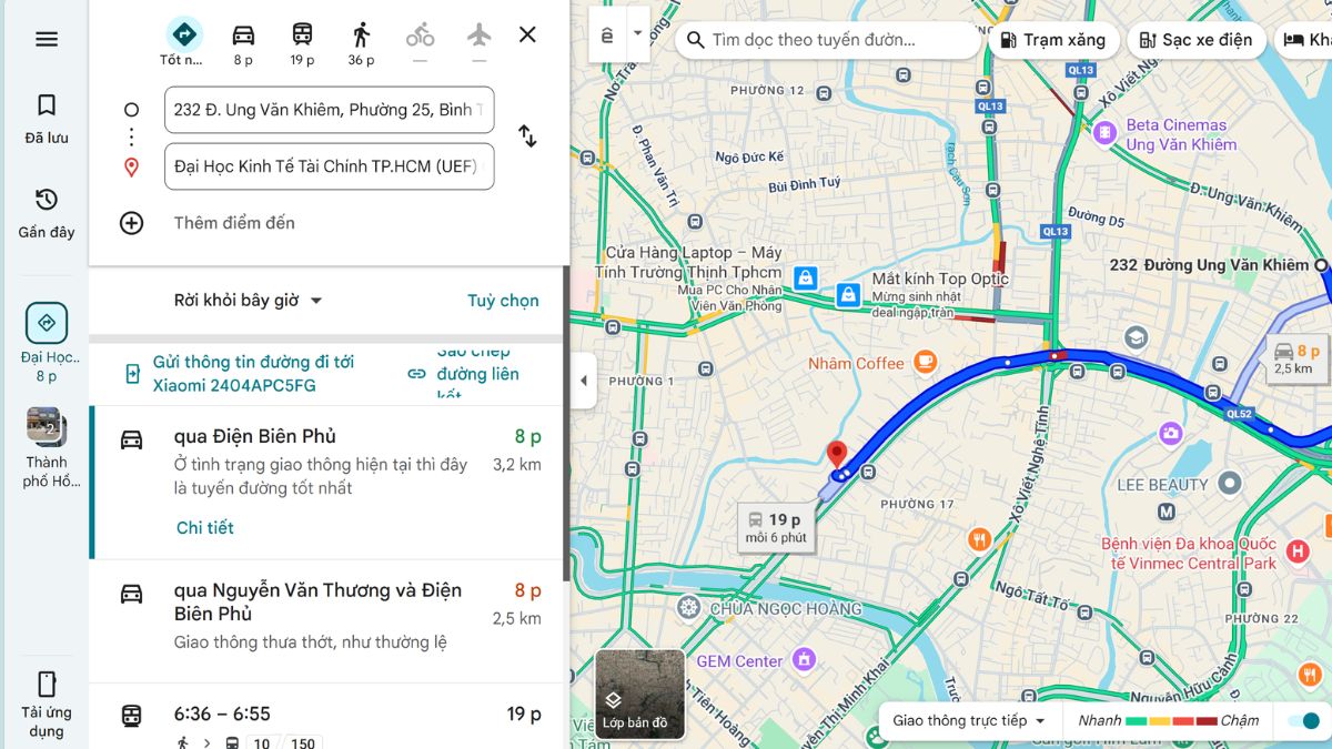 Google Maps cập nhật các thông tin về chuyến xe