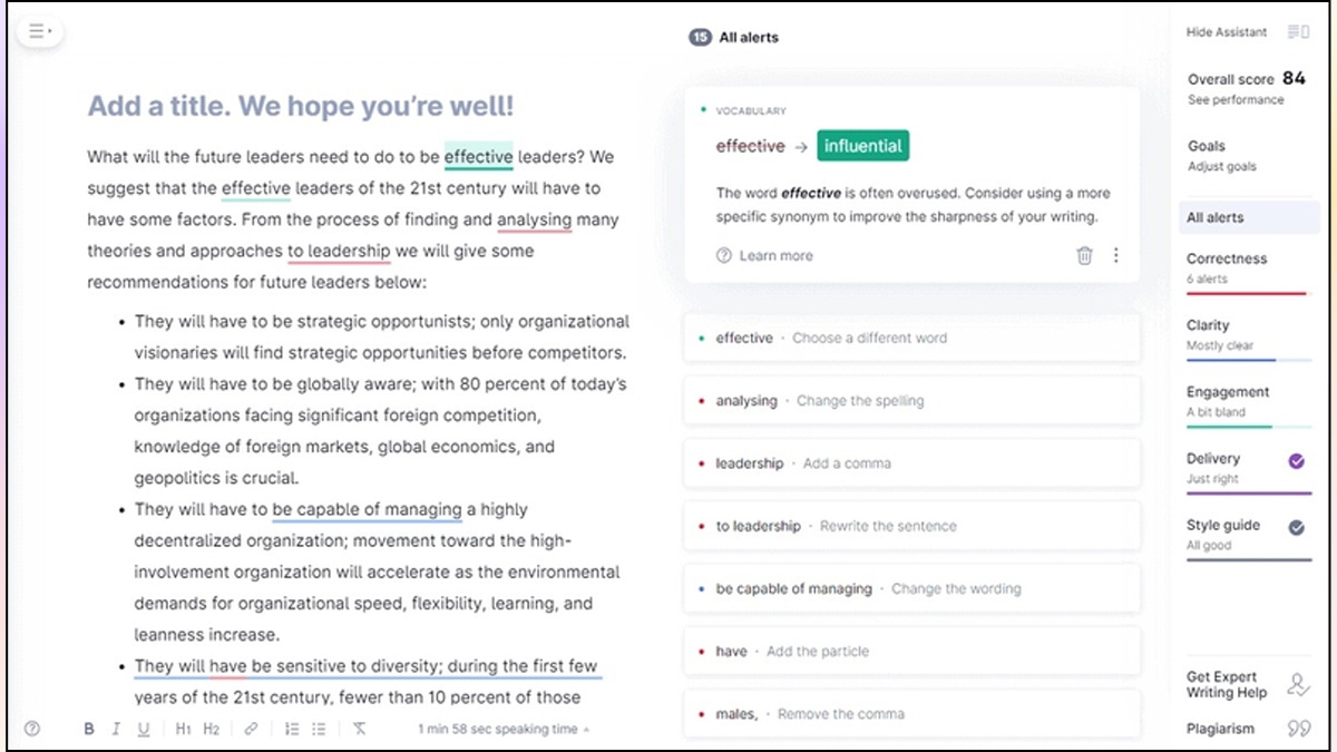 Ưu điểm nổi bật của Grammarly AI