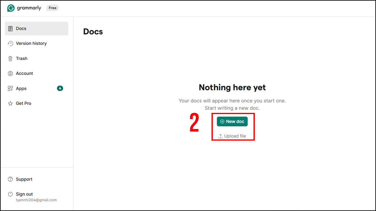 Cách sử dụng Grammarly AI đơn giản - bước 2