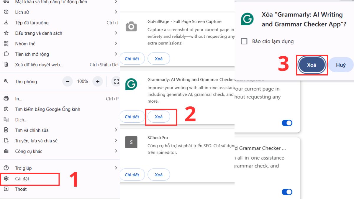 Hướng dẫn gỡ Grammarly Extension khi không dùng