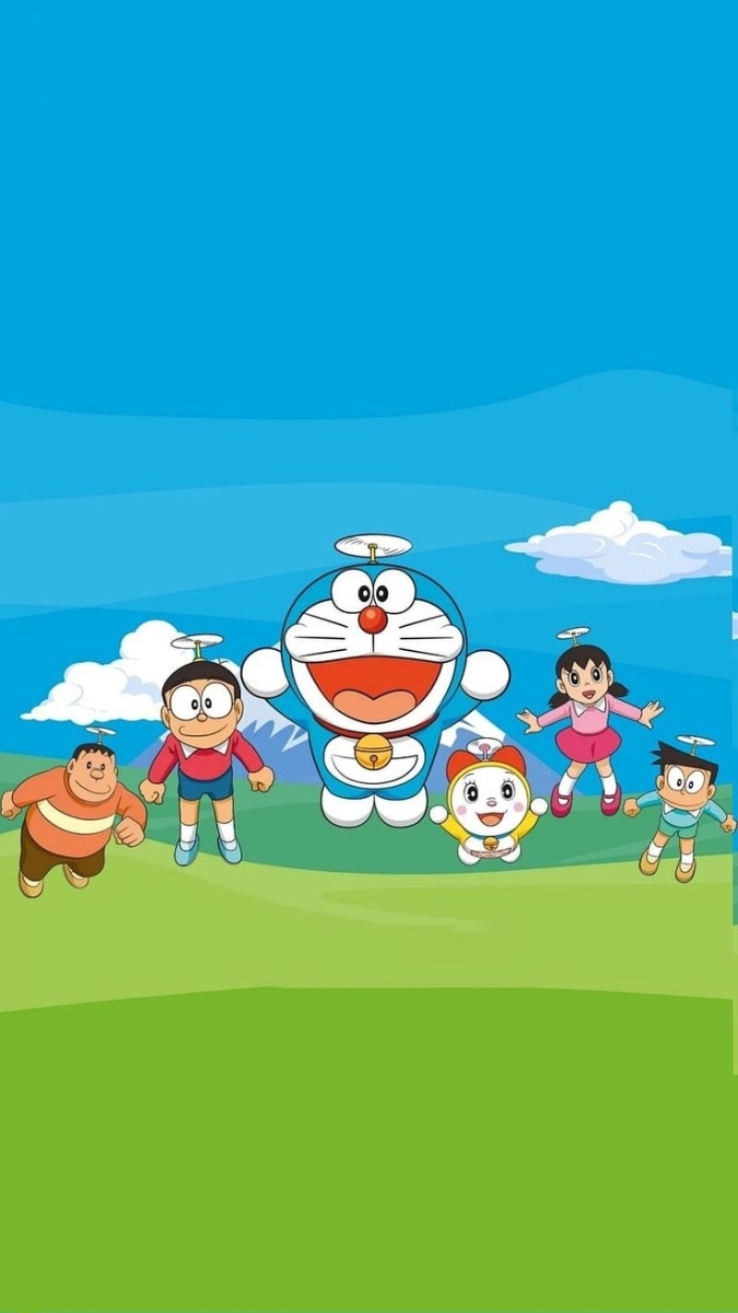 Hình nền Doraemon cute đang bay