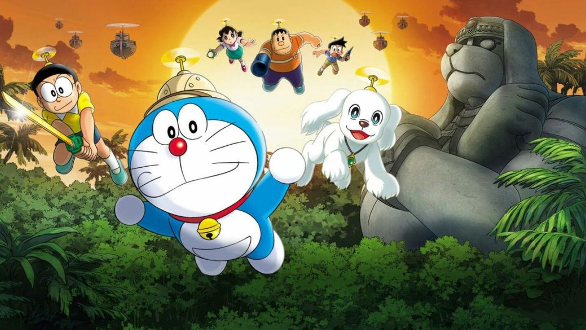 Hình nền Doraemon cute cùng Nobita khám phá thế giới