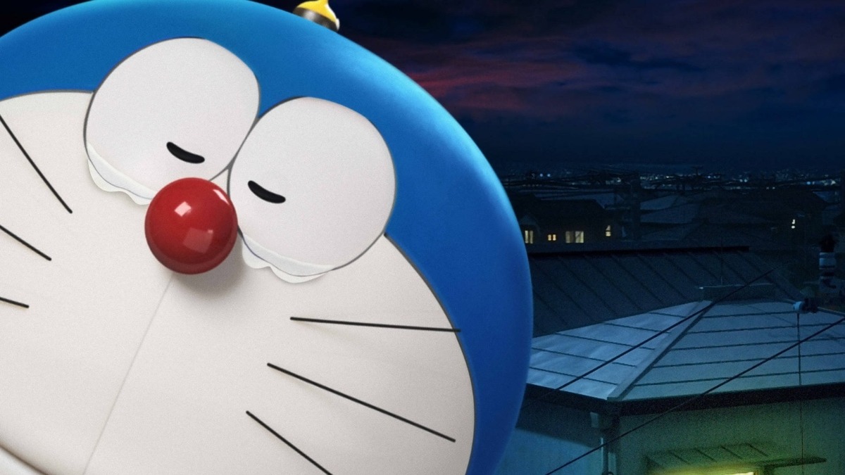 Hình nền Doraemon cute 4K cho máy tính nền xanh