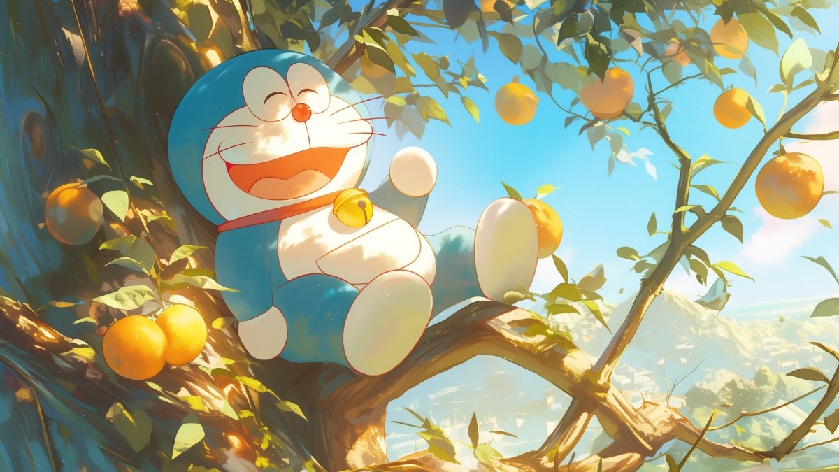 Hình nền Doraemon cute 4K cho máy tính ngộ nghĩnh