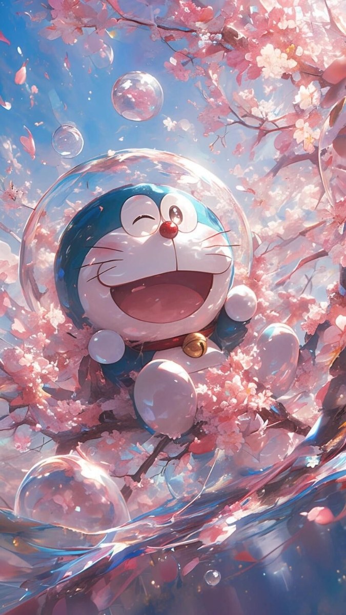 Hình nền Doraemon cute nền hồng