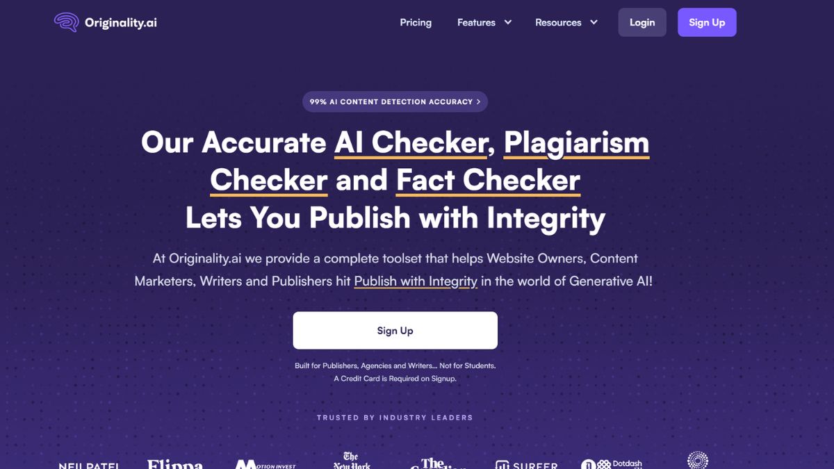 Tính năng AI Checker của công cụ Originality AI
