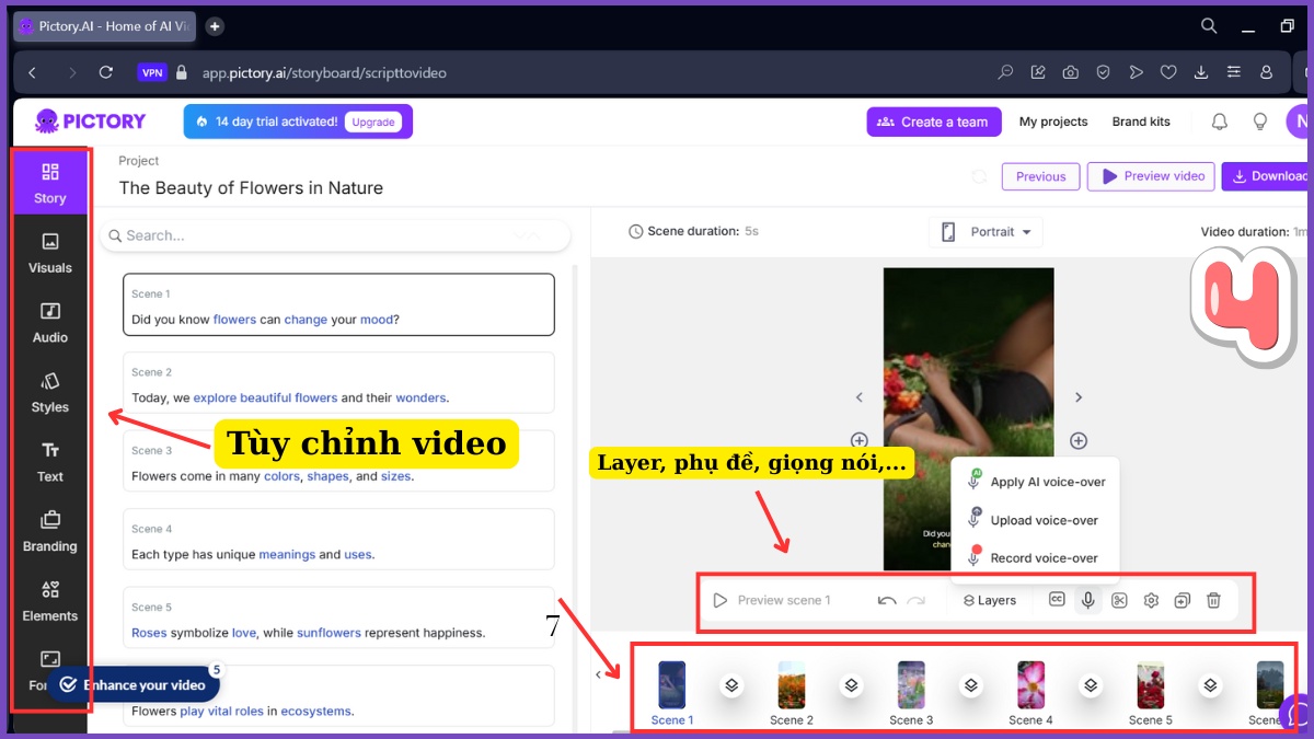 Cách sử dụng Pictory AI - Bước 4