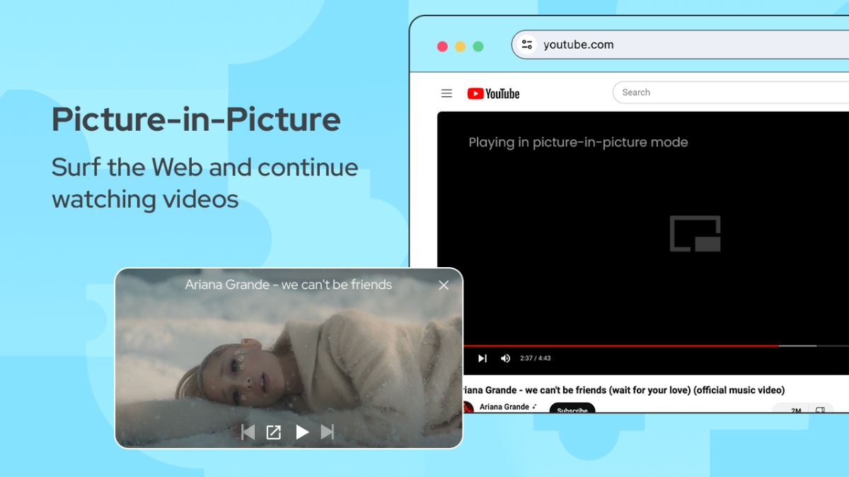Các tính năng nổi bật của tiện ích Picture in Picture Extension