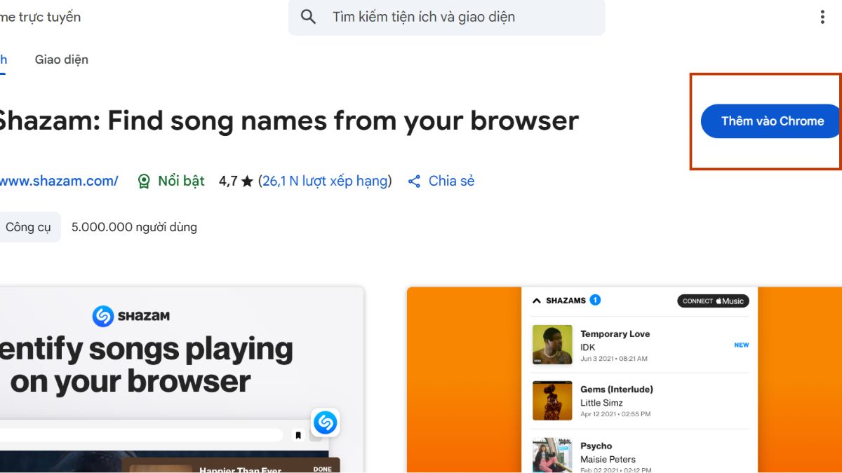 Cách thêm Shazam Extension Chrome - bước 3