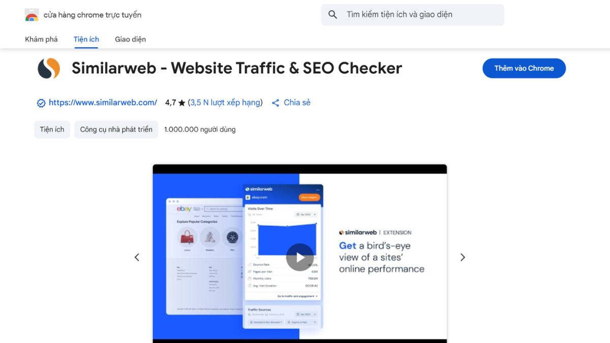 Similarweb Extension giúp người dùng phân tích hiệu suất của website