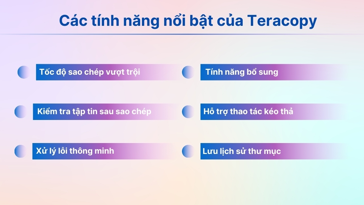 Các tính năng nổi bật của TeraCopy