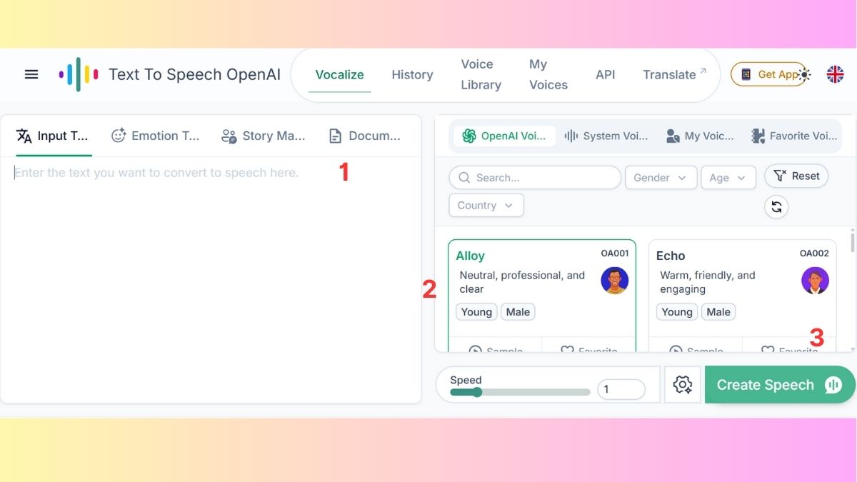 Cách sử dụng Text To Speech trên OpenAI