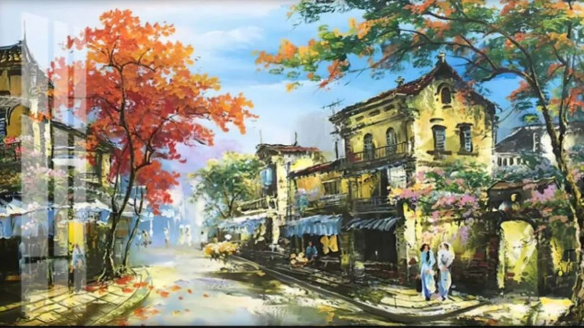 Tranh vẽ về Hà Nội tình tứ.