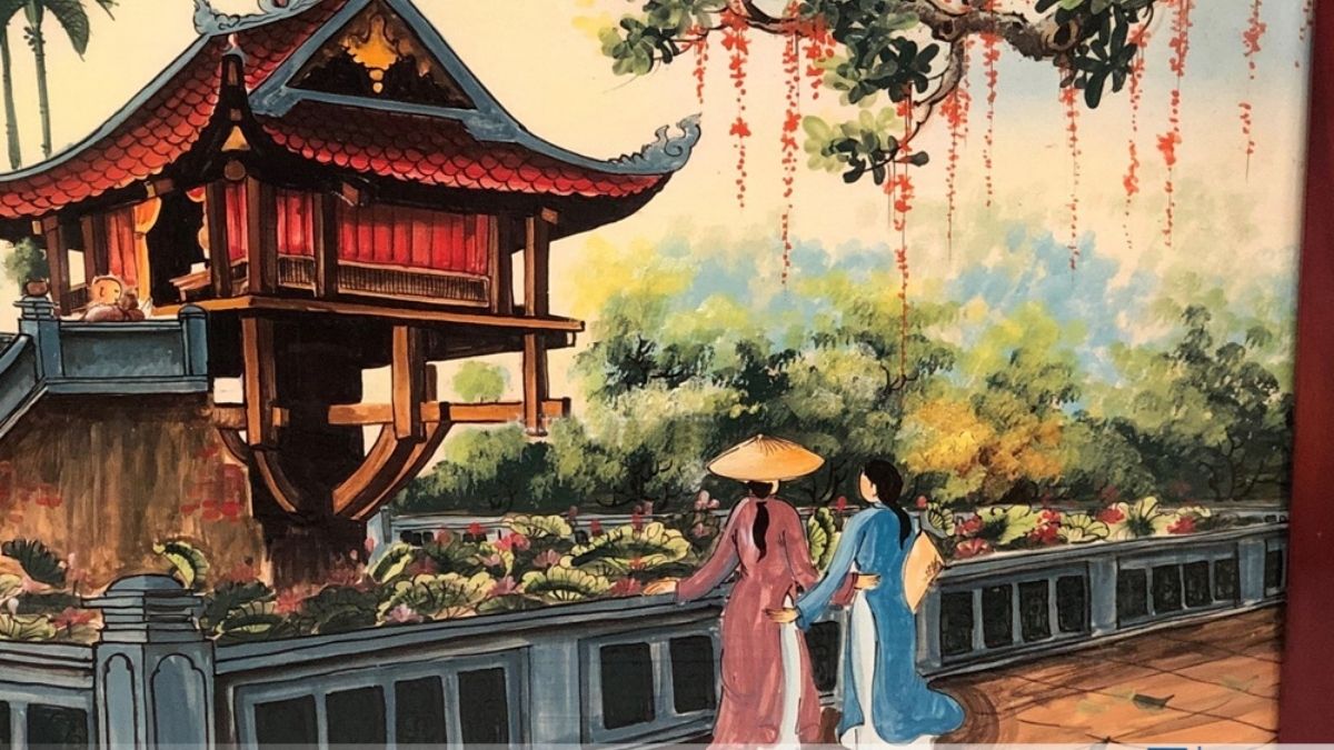 Tranh vẽ về Hà Nội nên thơ.