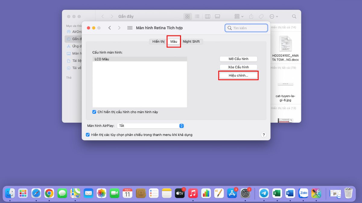 Cách chỉnh màu màn hình máy tính cho macOS bước 3