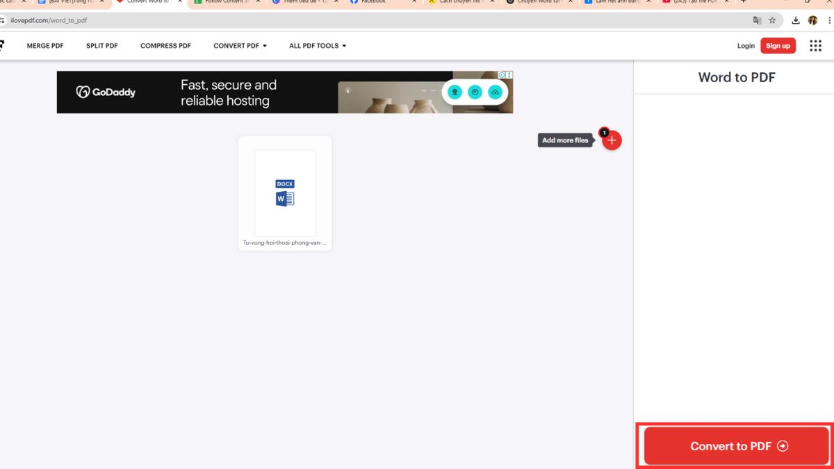 Cách chuyển file Word sang PDF bằng website iLovePDF - bước 3