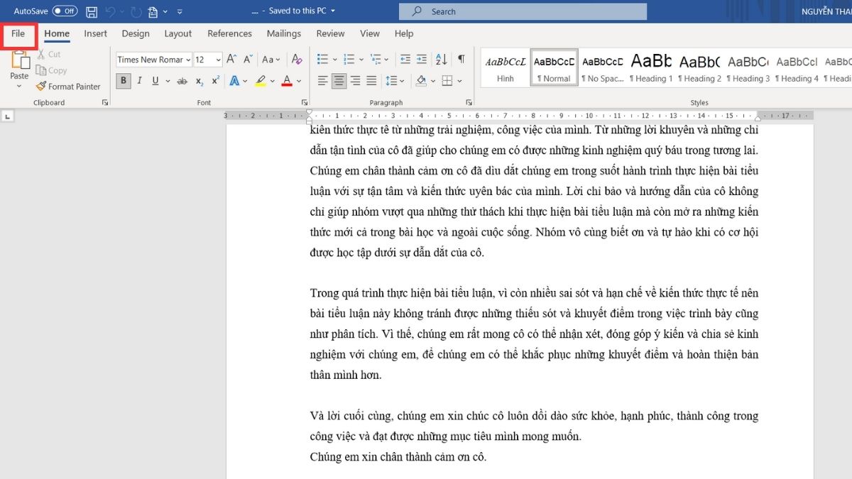 Cách chuyển file Word sang PDF bằng tính năng Print - bước 1