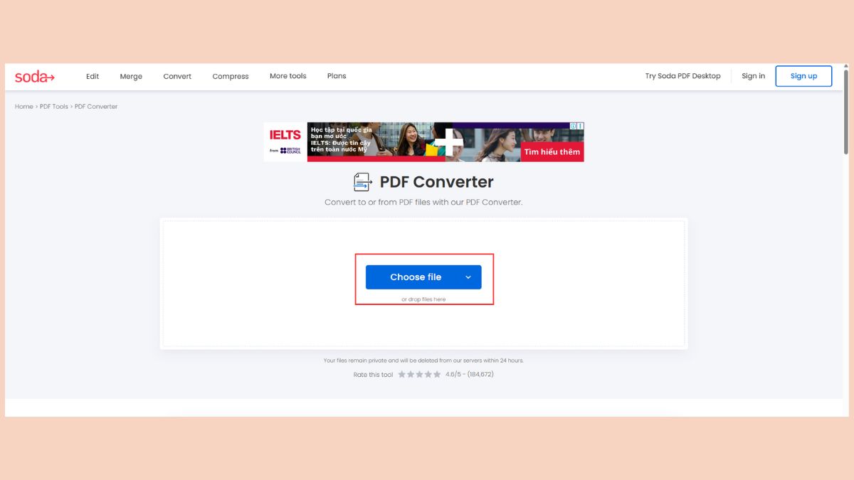 Cách chuyển file Word sang PDF bằng website SodaPDF - bước 2