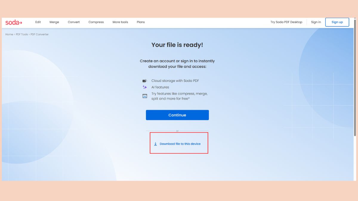 Cách chuyển file Word sang PDF bằng website SodaPDF - bước 3