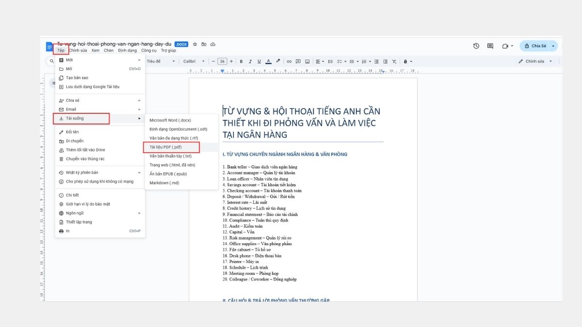 Cách chuyển file Word sang PDF bằng Google Drive - bước 3