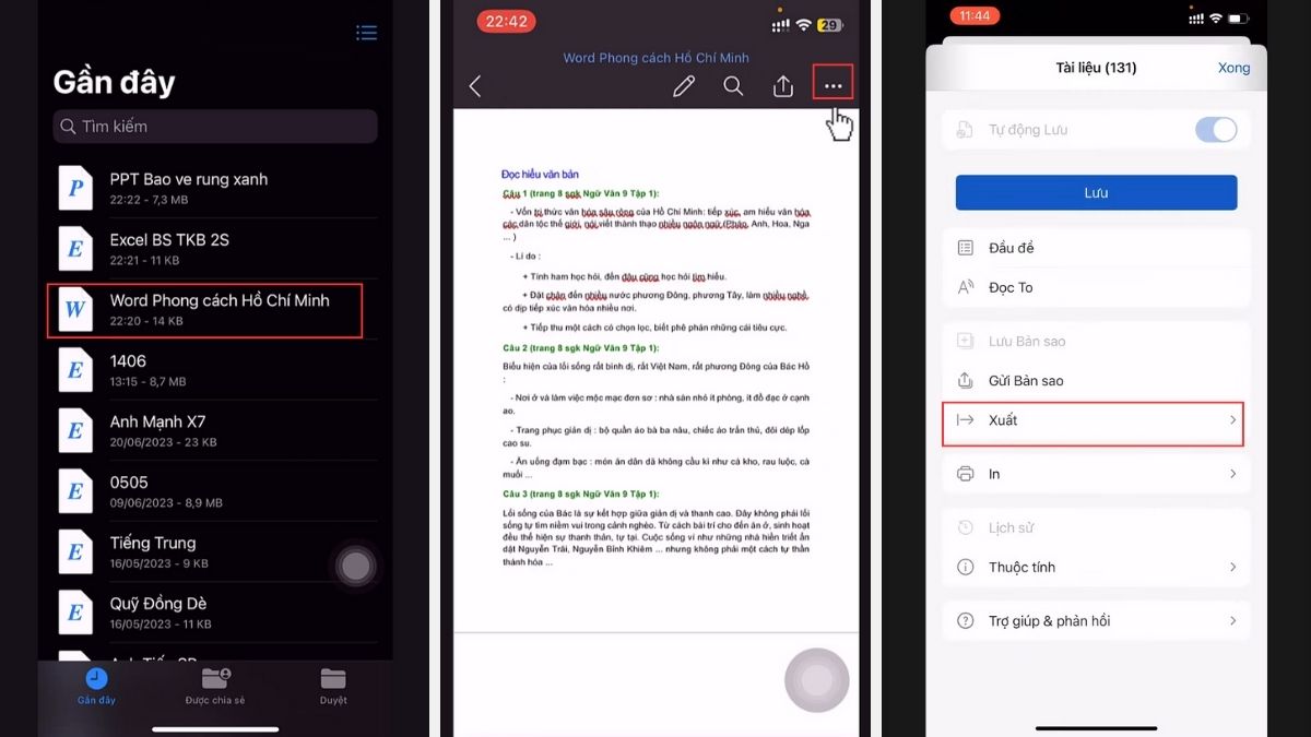 Cách chuyển file Word sang PDF trên iPhone - bước 1