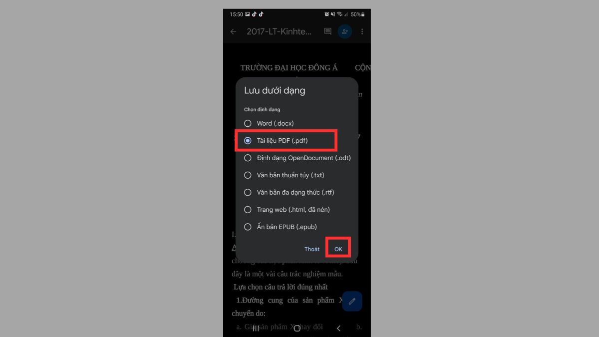 Cách chuyển file Word sang PDF trên Androi - bước 2,3,4