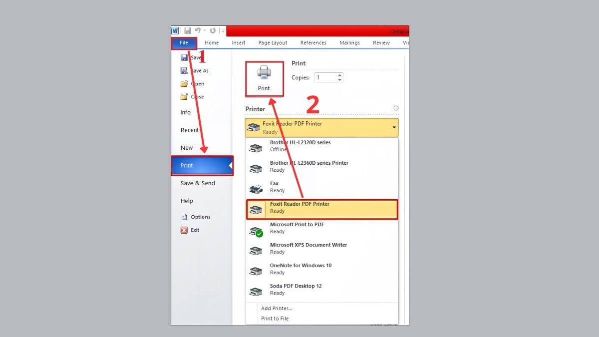 Cách chuyển file Word sang PDF bằng phần mềm Foxit Reader - bước 1