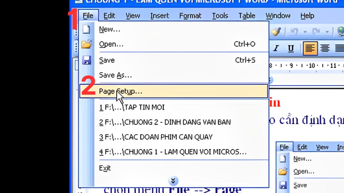 Chọn kích thước A9 trên Word 2003 đơn giản