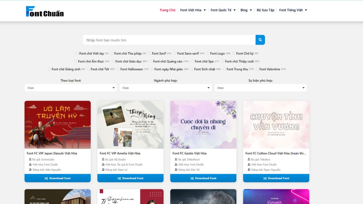 Website Fontchuan.com đổi kiểu chữ để đặt tên