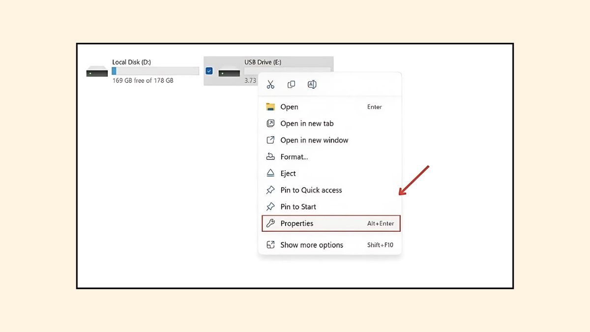 Kiểm tra dung lương còn lại của USb bước 2