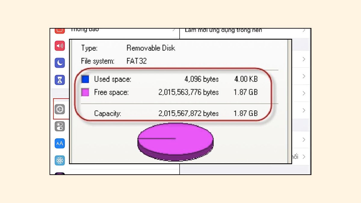 Kiểm tra dung lương còn lại của USb bước 3