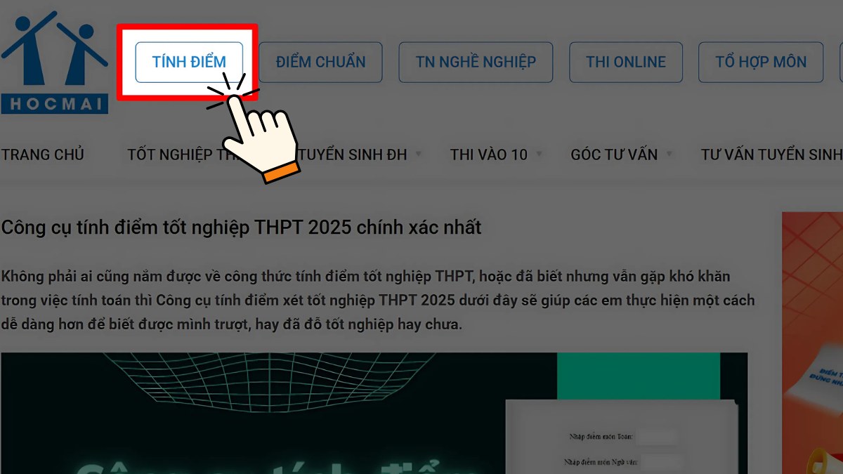Cách tính điểm tốt nghiệp THPT bằng website Học Mãi - bước 1