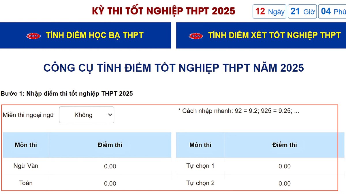 Cách tính điểm tốt nghiệp qua website thitotnghiepthpt - bước 2