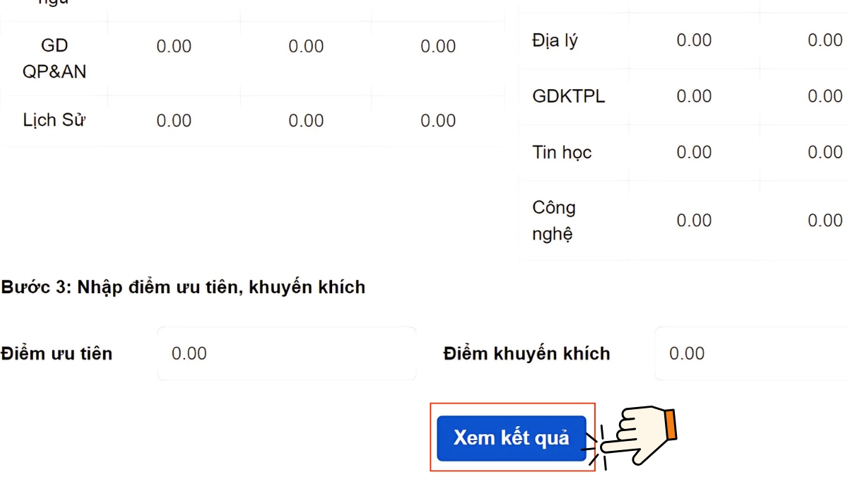 Cách tính điểm tốt nghiệp qua website thitotnghiepthpt - bước 5
