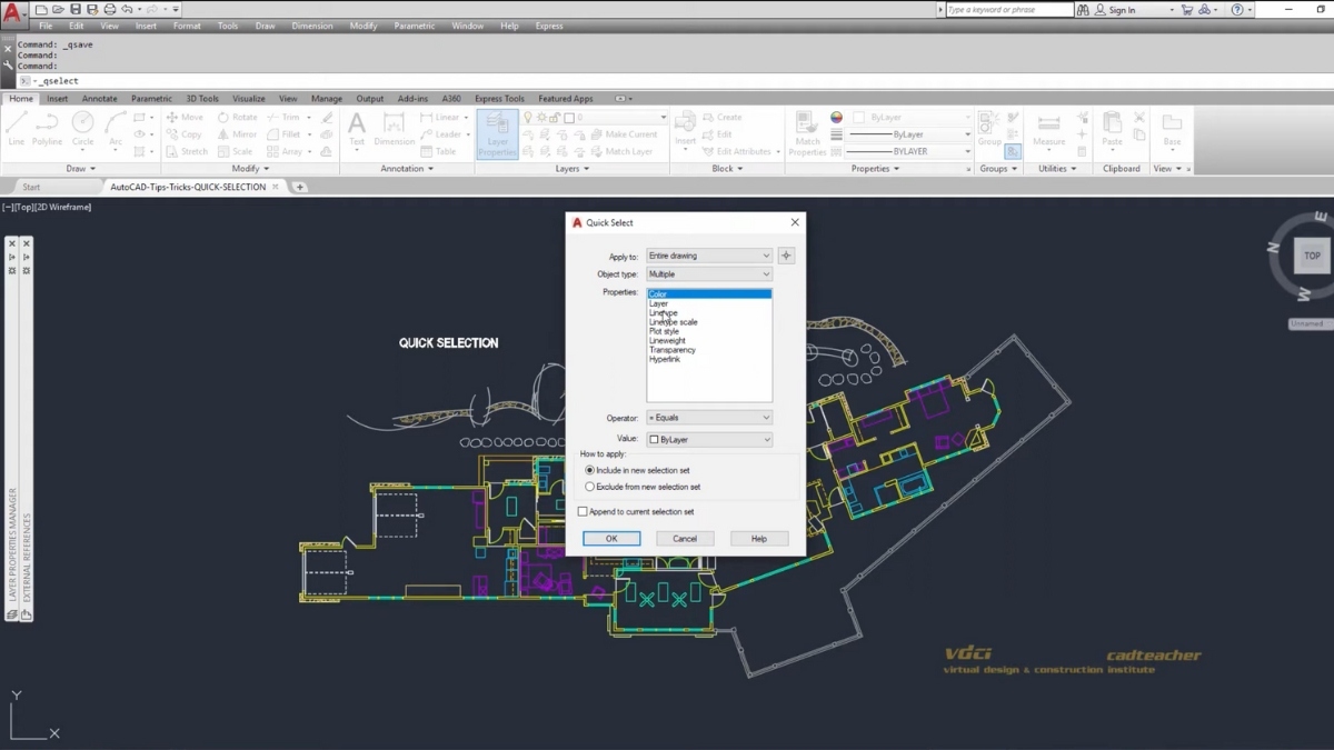 Thủ thuật AutoCAD: Lọc và chọn nhanh đối tượng bằng Quick Select