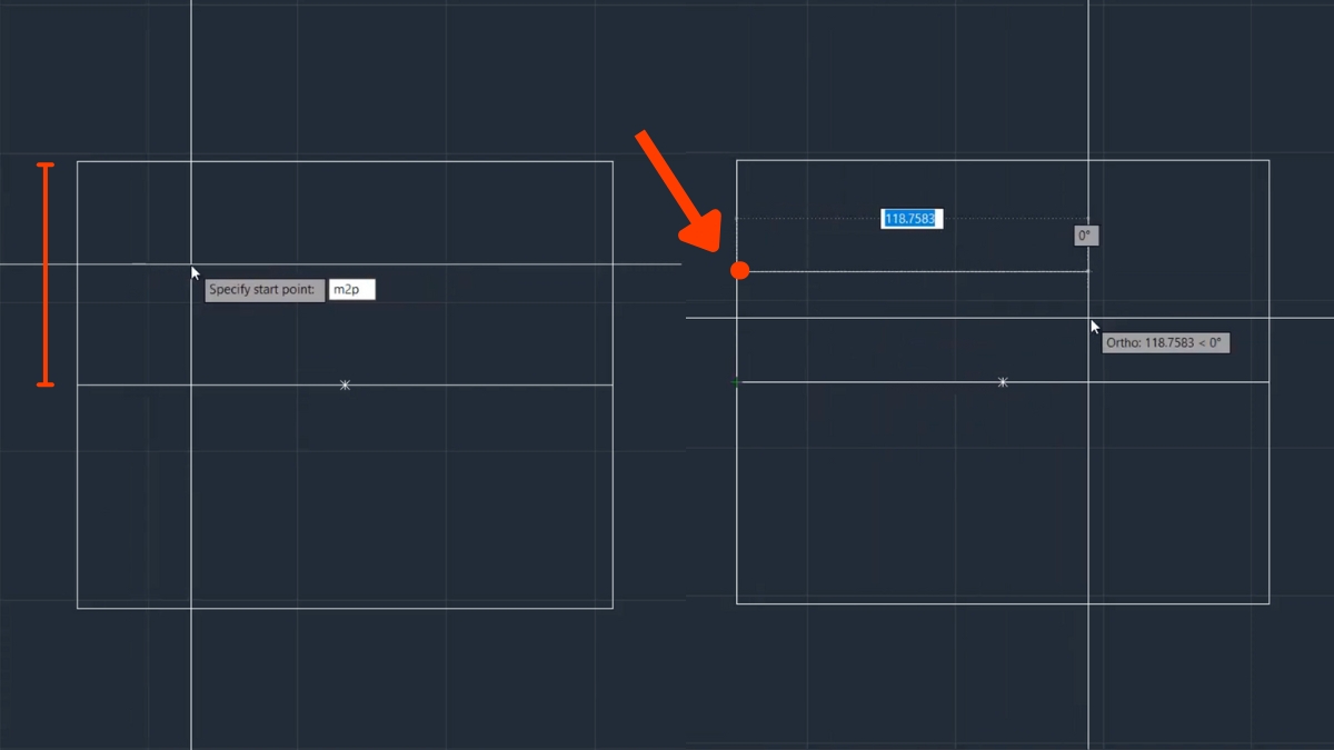 Thủ thuật AutoCAD: Dùng lệnh M2P để bắt trung điểm giữa hai điểm tham chiếu